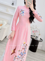 LOGAN Pink embroidery traditional ao dai
