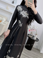 ELLA Black Pre made embroidery ao dai|