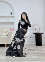 ELLA Black Pre made embroidery ao dai|