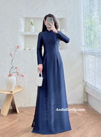 ANGEL Dark Blue ao dai with designed crystals