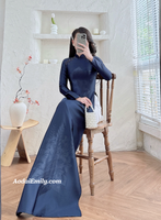 ANGEL Dark Blue ao dai with designed crystals