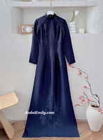 ANGEL Dark Blue ao dai with designed crystals