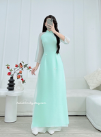 AMY Double layers modern ao dai with simple hand beaded flowers