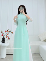 AMY Double layers modern ao dai with simple hand beaded flowers
