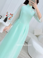AMY Double layers modern ao dai with simple hand beaded flowers