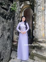 HOLLY Purple purple simple embroidery ao dai |
