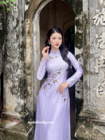 HOLLY Purple purple simple embroidery ao dai |