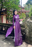 ELISA | Purple embroidery with hand beading crystals ao dai