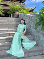 DEMI Pre made ao dai with simple crystals rhinestones