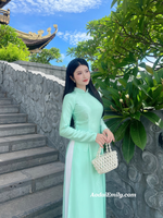 DEMI Pre made ao dai with simple crystals rhinestones