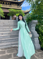 DEMI Pre made ao dai with simple crystals rhinestones