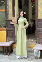 AMALIA Double layers modern ao dai with 3D crystals flower