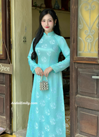 MINA Mulberry silk ao dai with Pearls