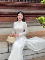 MIRANDA Ao dai with designed crystals, pearls flowers