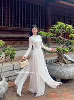 MIRANDA Ao dai with designed crystals, pearls flowers