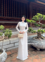MIRANDA Ao dai with designed crystals, pearls flowers