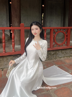 WINNIE White ao dai with crystals collar