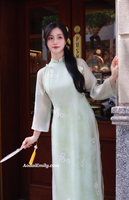 ARIYA Light Avocado modern ao dai with embroidery flowers