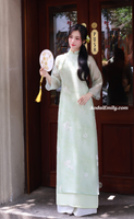 ARIYA Light Avocado modern ao dai with embroidery flowers