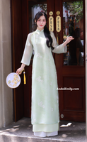 ARIYA Light Avocado modern ao dai with embroidery flowers