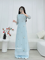 CONNIE Double layers modern ao dai set with embroidery flowers