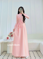 AMARI Traditional ao dai with 3D Flowers and crystals