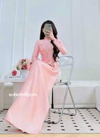 AMARI Traditional ao dai with 3D Flowers and crystals