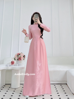 KAMILA Mauve ao dai with simple pearls