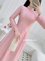 KAMILA Mauve ao dai with simple pearls