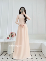 JOLIE Plain ao dai with simple crystal collar