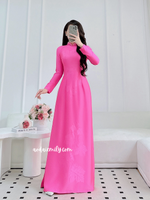JAZLYN Hot pink ao dai with simple crystals
