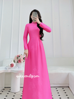JAZLYN Hot pink ao dai with simple crystals