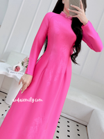 JAZLYN Hot pink ao dai with simple crystals
