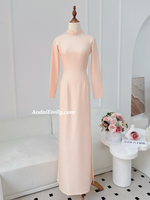 JOLIE Plain ao dai with simple crystal collar