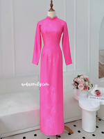 JAZLYN Hot pink ao dai with simple crystals