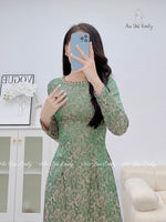 LILLIAN Ao dài lụa gấm| Dark green Pre made ao dai