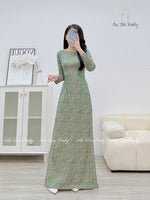 LILLIAN Ao dài lụa gấm| Dark green Pre made ao dai