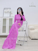 LESLIE Ao dài lụa gấm