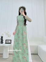 MIRIAM Dark Green Mini Flowers Double layers Ao Dai