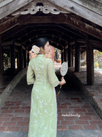 ALLISON Double layers modern ao dai with embroidery flowers