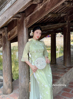 ALLISON Double layers modern ao dai with embroidery flowers