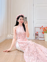 JANE Sleeveless Cherry blossom Pre made ao dai