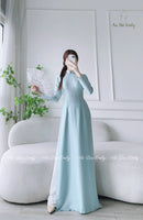 SPRING Plain ao dai with pearls