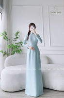 SPRING Plain ao dai with pearls