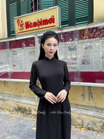 WRENLEY Black Double layers chiffon Ao Dai Set