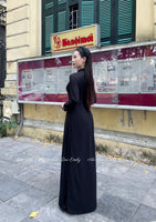 WRENLEY Black Double layers chiffon Ao Dai Set