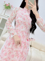 CORA Pink Mini flowers ao dai