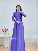 MILA Plain purple traditional ao dai with crystals collar