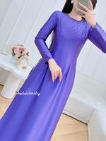 MILA Plain purple traditional ao dai with crystals collar