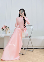 GIANNA Plain Pink traditional ao dai
